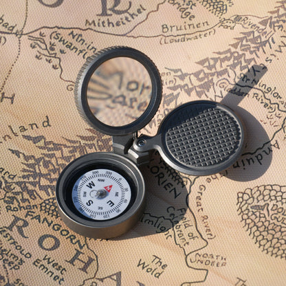 Loki-Nav:  Titanium | Replaceable Compass, Rotatable Loupe & 3-in-1 Cap