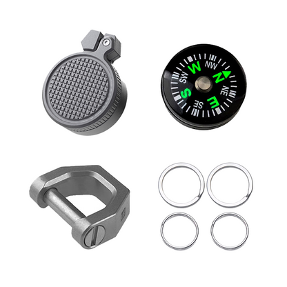 Loki-Nav: Titanio | Bussola Sostituibile, Lente d'Ingrandimento Ruotabile e Tappo 3-in-1